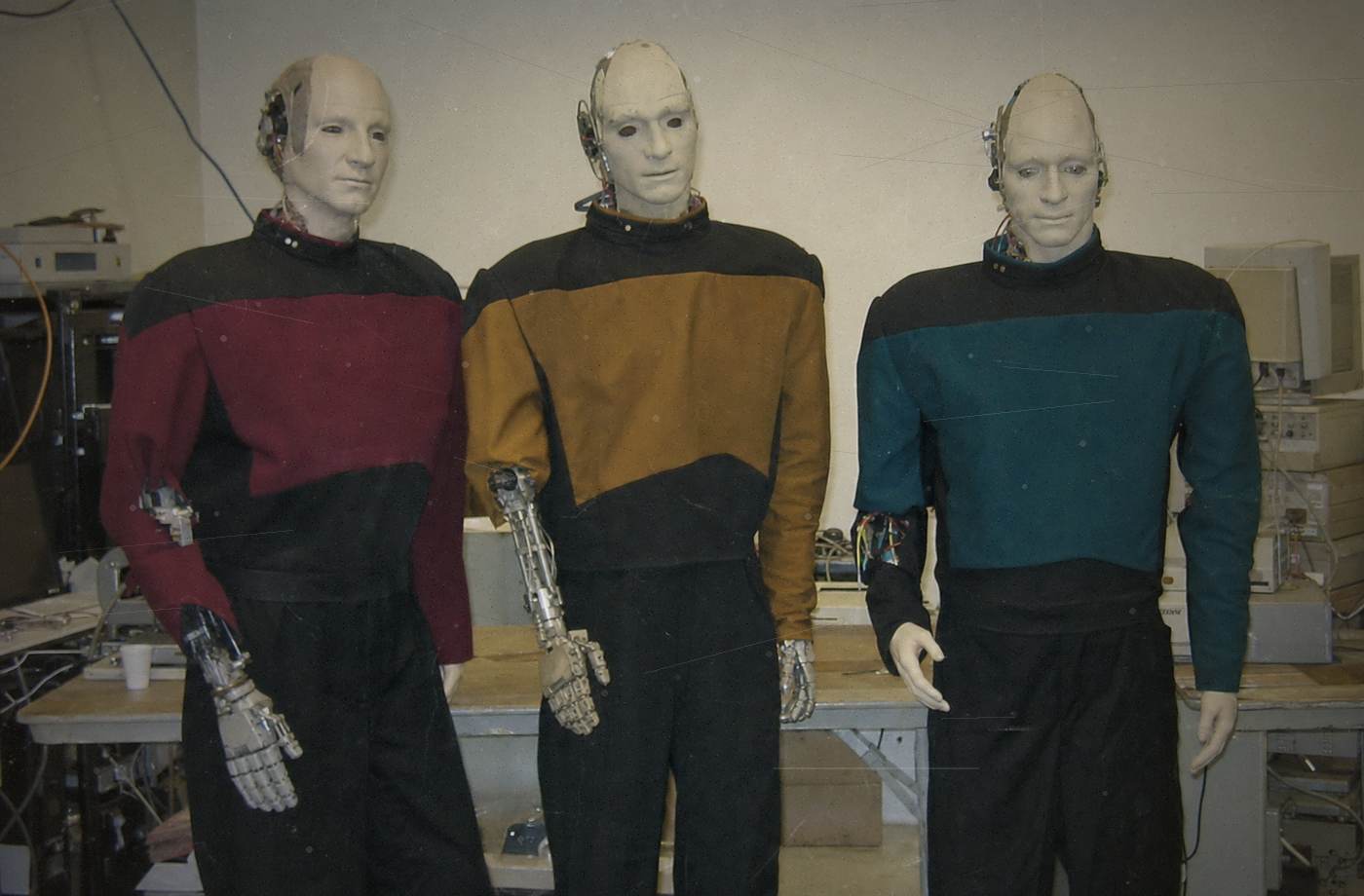 Distressed evidence photo of automatons in Star Trek style uniforms.