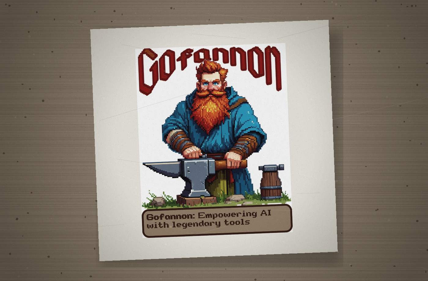 Distressed evidence photo of the Gofannon logo artifact.